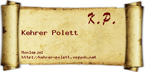 Kehrer Polett névjegykártya